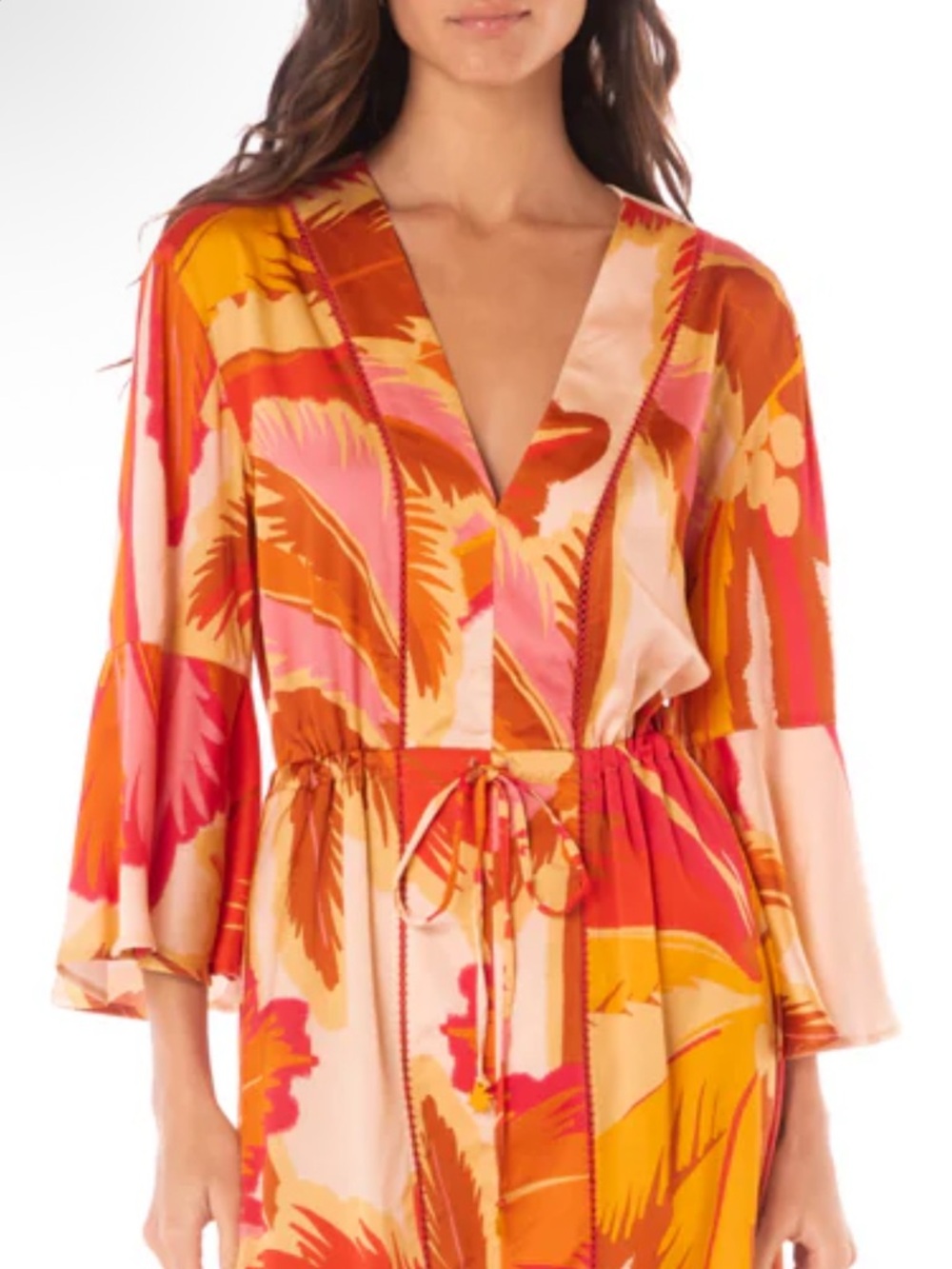 Maaji Orange Pink Tropical Print Cover-Up - Picture 3 of 6